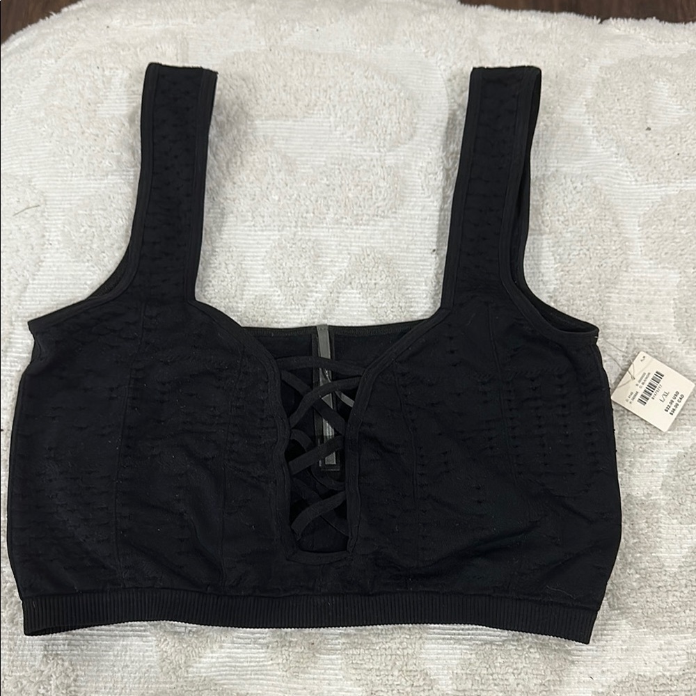 Anthropologie Black Lace-Up Women's Bralette